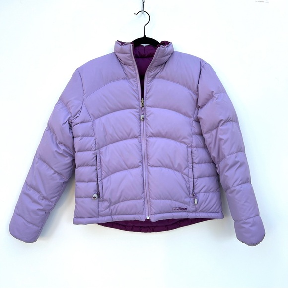 L.L. Bean Women’s Reversible  Puffer Jacket Small Purple Lavender Goose Down - Picture 1 of 12